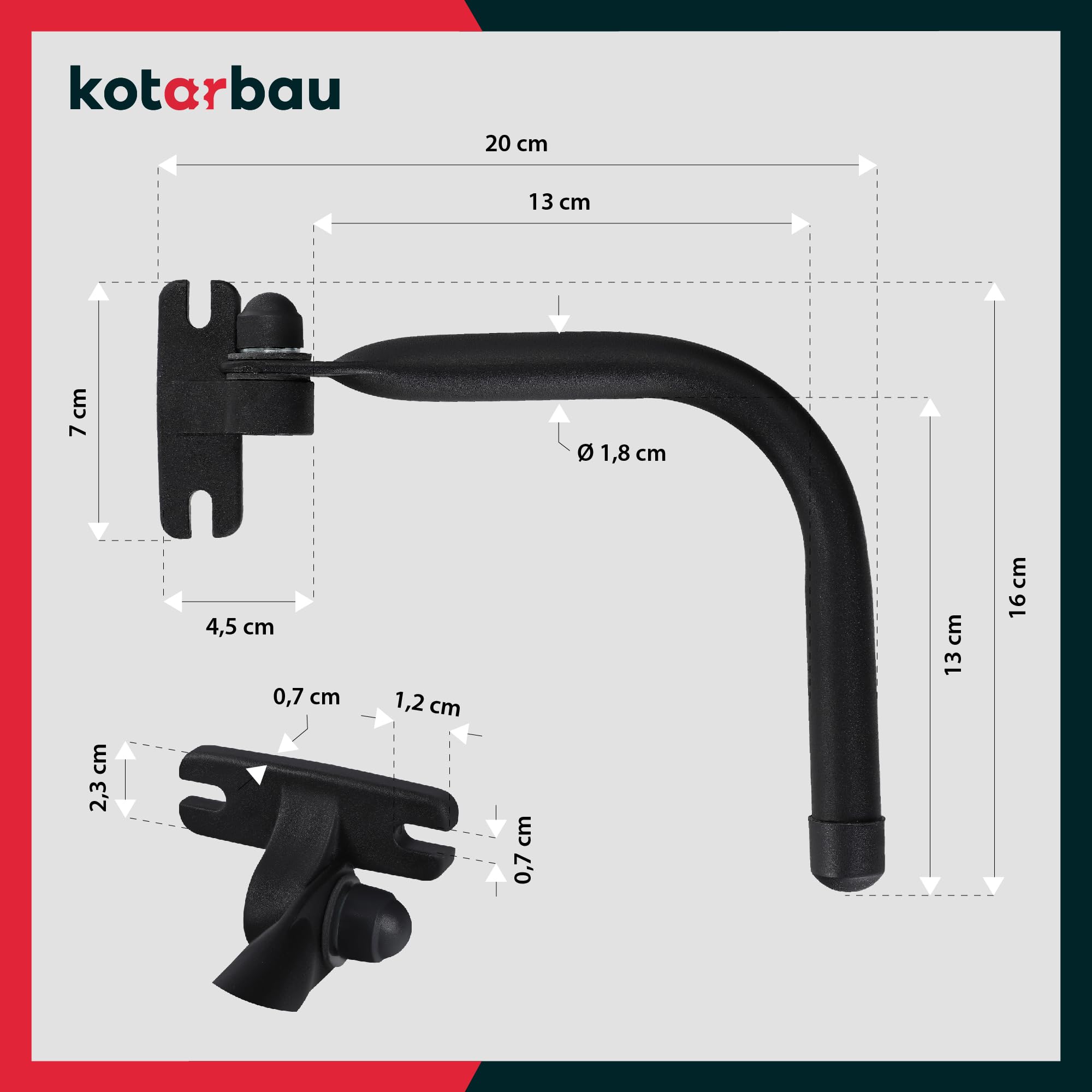 KOTARBAU® Trattore Specchietto con Staffa Universale Trattore Specchietto Esterno Unique Specchio Macchine Agricole, Nero , Set da 2, Braccio specchietto