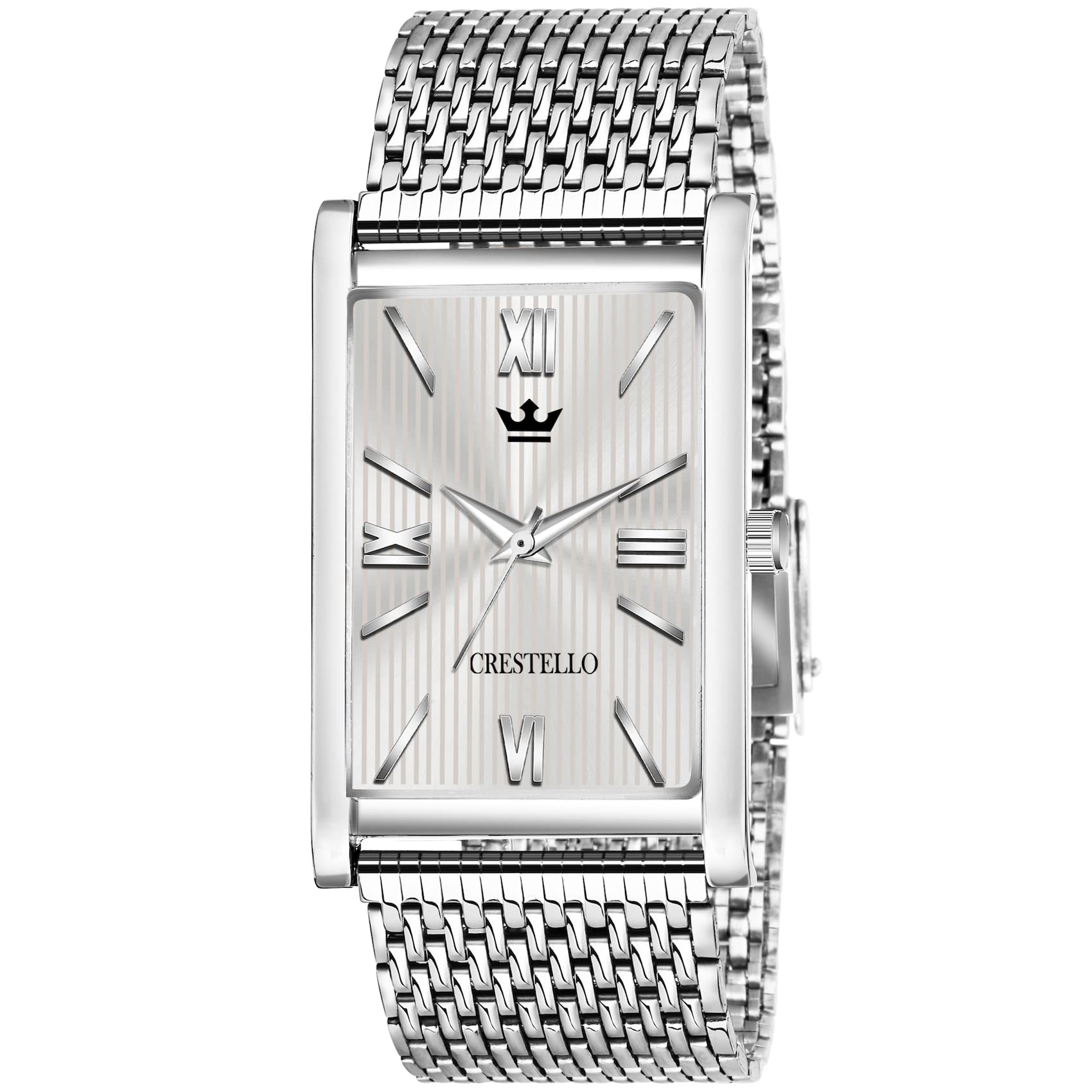 CRESTELLO Stainless Steel Chain Analog Wrist Watch for Men (Silver Dial) | CR-WT026-SLV-CH (B0BCZ87LJR) Amazon Price History, Amazon Price Tracker