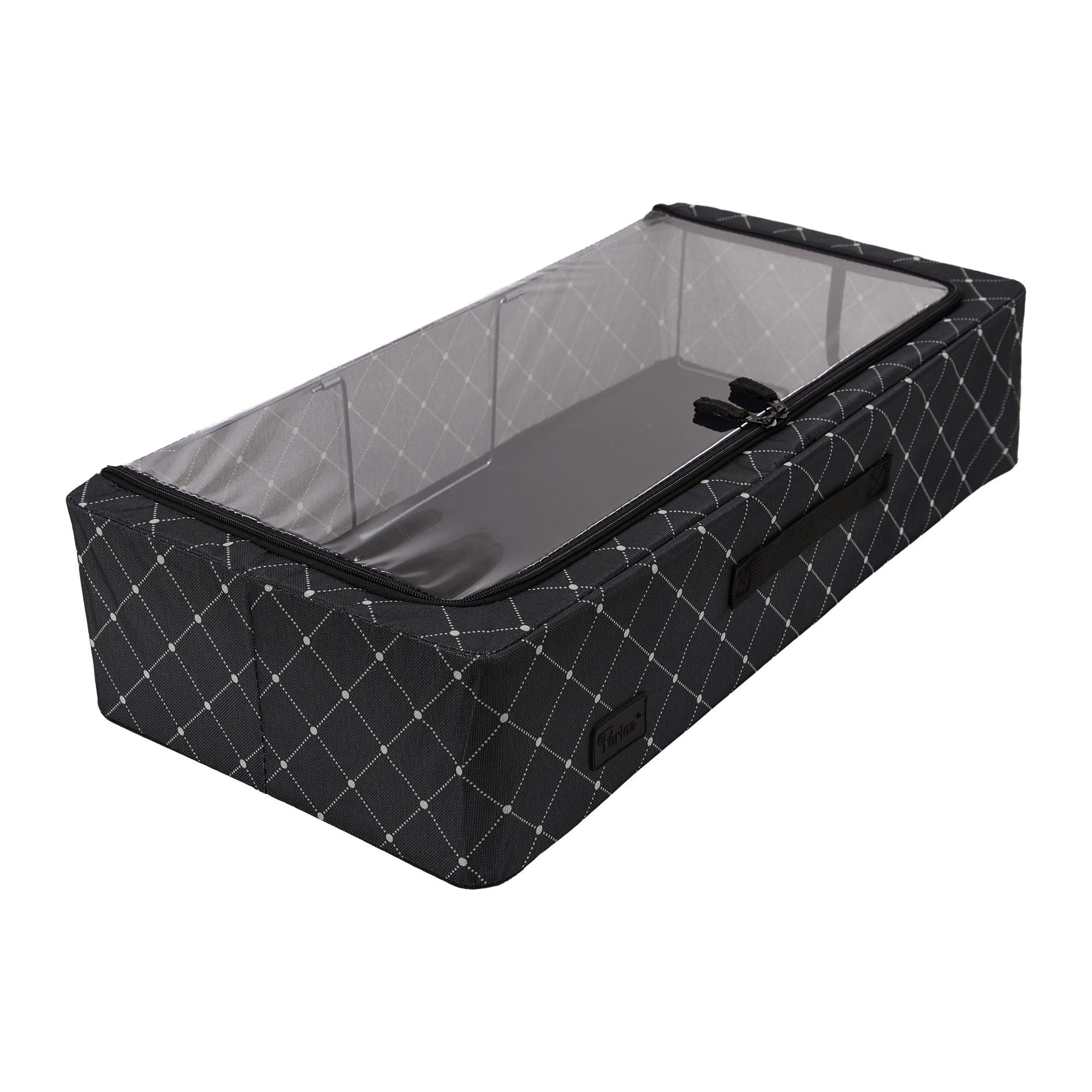 Periea 'Casey' Underbed Storage Boxes with Lids - Foldable, Stackable, and Space-Saving Organiser to Keep Your Space Tidy and Clutter-Free - Black Diamond - Medium