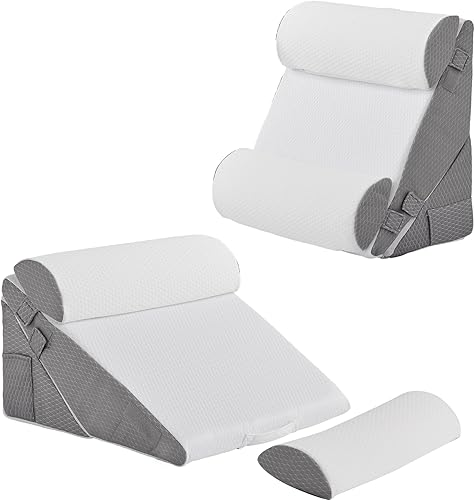 Juego de 4 almohadas de cuña ajustables de espuma viscoelástica poscirugía para espalda, cuello, alivio del dolor de piernas, cuña de almohada para