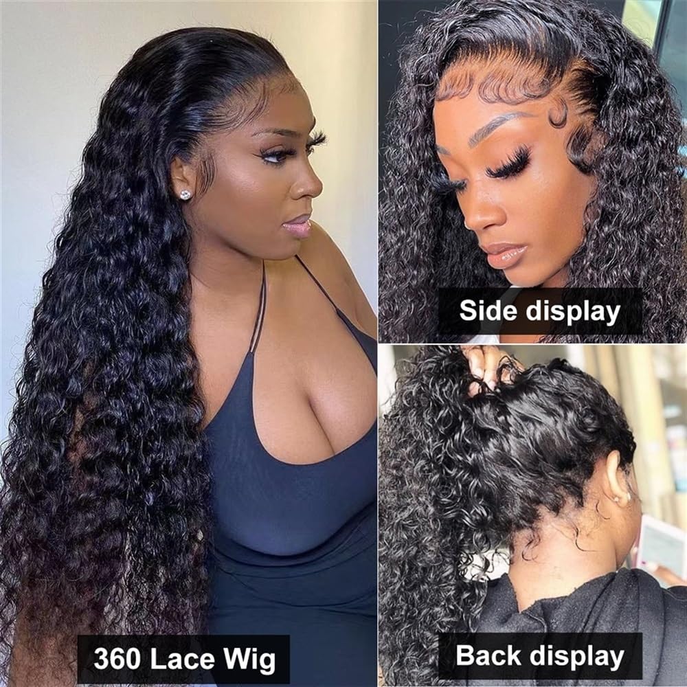 Parrucca Frontale In Pizzo HD Deep Wave 13x4 Con Capelli Umani, Parrucca In Trasparente Senza Colla, Riccia Onde Naturali, Remy Brasiliani(24inches)