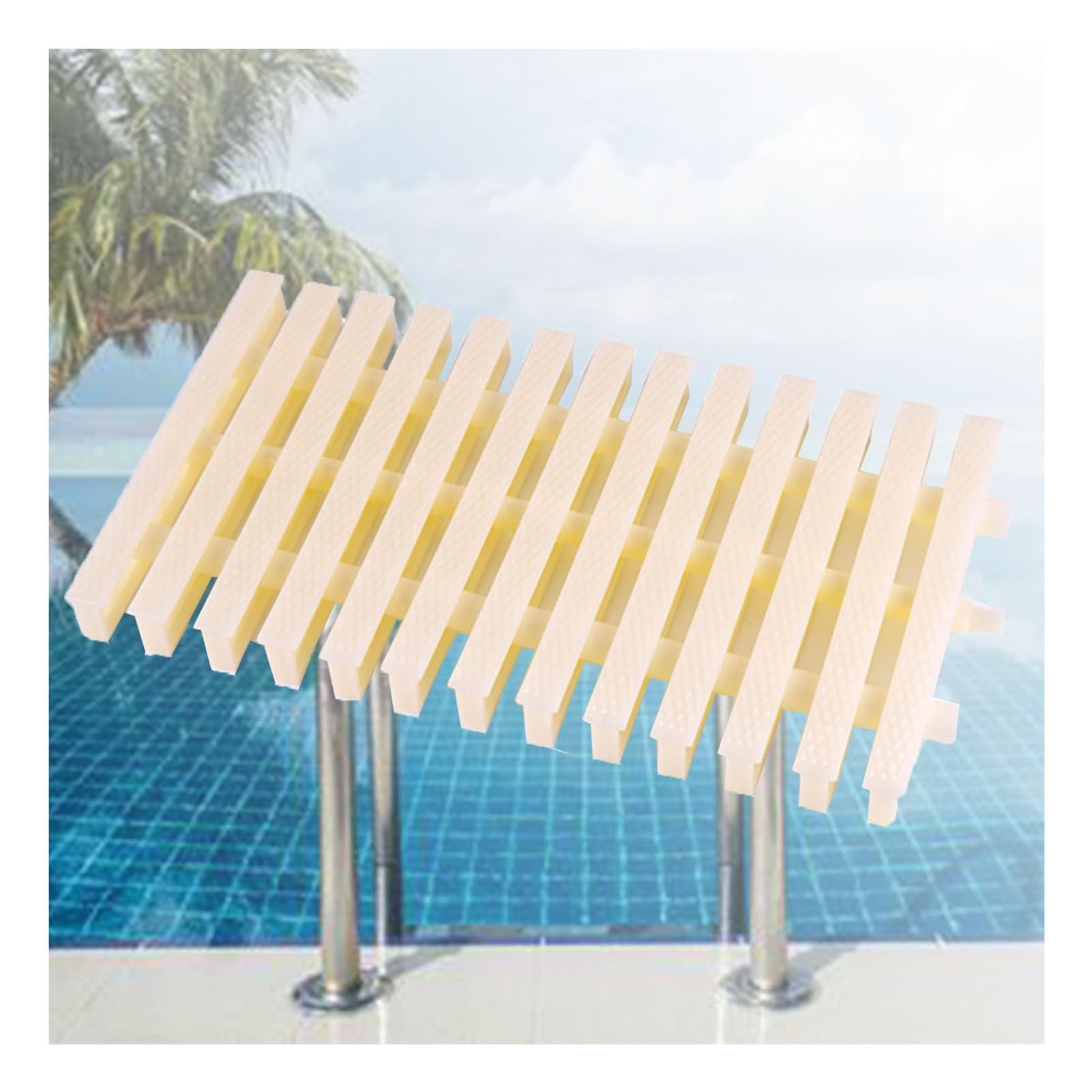 GJMSSMY Pool Drain Overflow Grating - 10pcs Shower and Sewer Grating for Above Ground Pools & Balconies, 30x100CM, Durable Bone Color Drain Covers for Efficient Water Flow