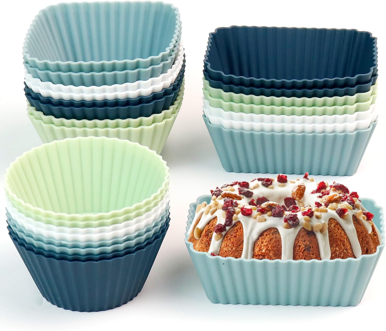 34 Stück Wiederverwendbare Backförmchen Aus Silikon – Cupcake- & Muffinförmchen, Antihaftbeschichtet