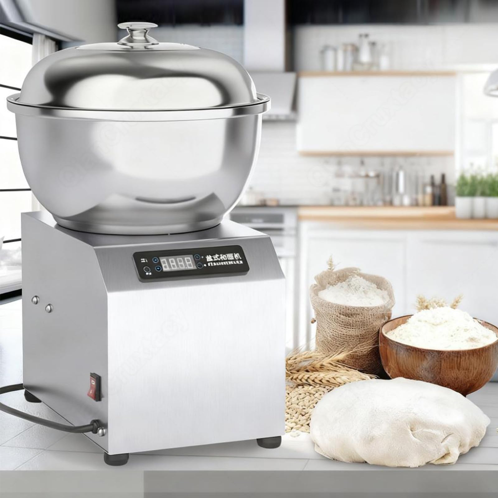 Impastatrice a Spirale Elettrica Professionale, Macchina per Impasto con Doppia Rotazione, con Riscaldamento Temperatura Costante, Ciotola in Acciaio Inox, Timer 30 Min per Panificio 8kg