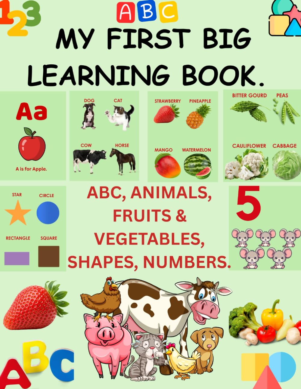 MY FIRST BIG LEARNING BOOK.: ABC, ANIMALS, FRUITS & VEGETABLES.,SHAPES, NUMBERS.