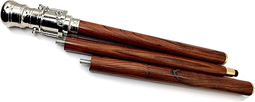 Miniatura 8 de 5MOONSUN5 's Brass - Bastón de pie con mango vintage, cabeza de telescopio victoriano, accesorios plegables Steampunk, bastón de madera para hombres