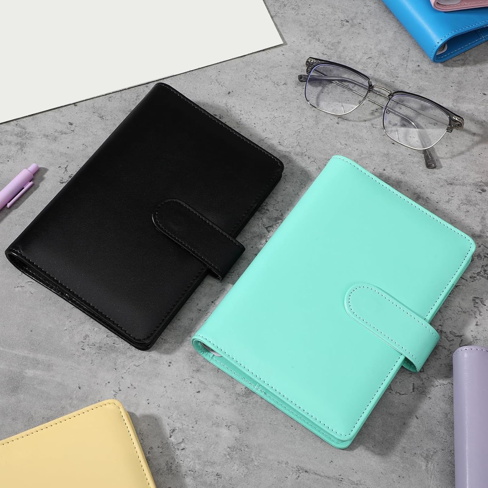 Quaderni raccoglitori Confezione da 6 diari agenda ricaricabili in pelle PU con tasche per carte e porta penna per prendere appunti Pianificazione quotidiana e diario Set raccoglitori