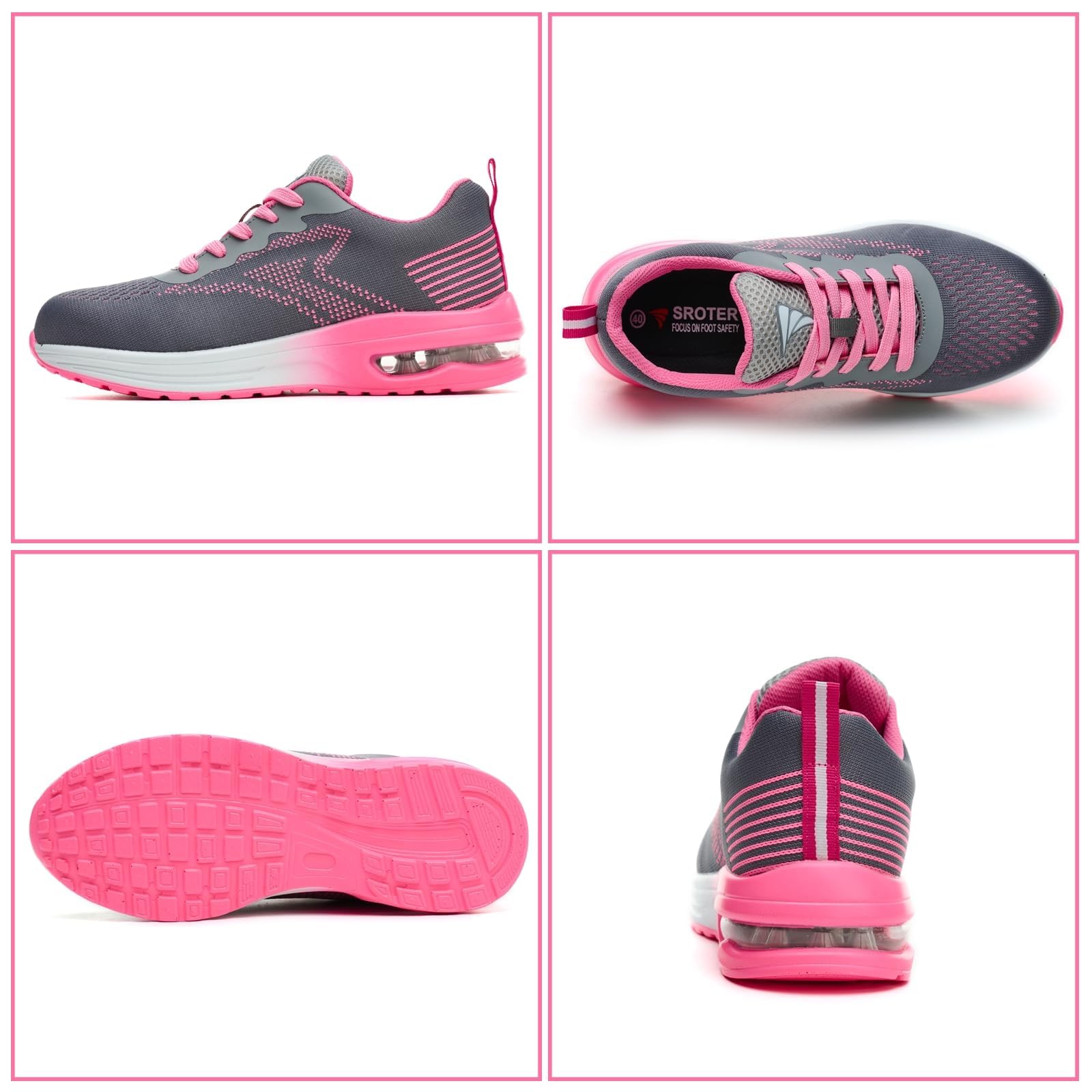 Scarpe Antinfortunistiche Uomo Donna Leggere Scarpe da Lavoro con Punta in Acciaio Leggere Traspiranti Scarpe Sicurezza Comode, Rosa, 39 EU