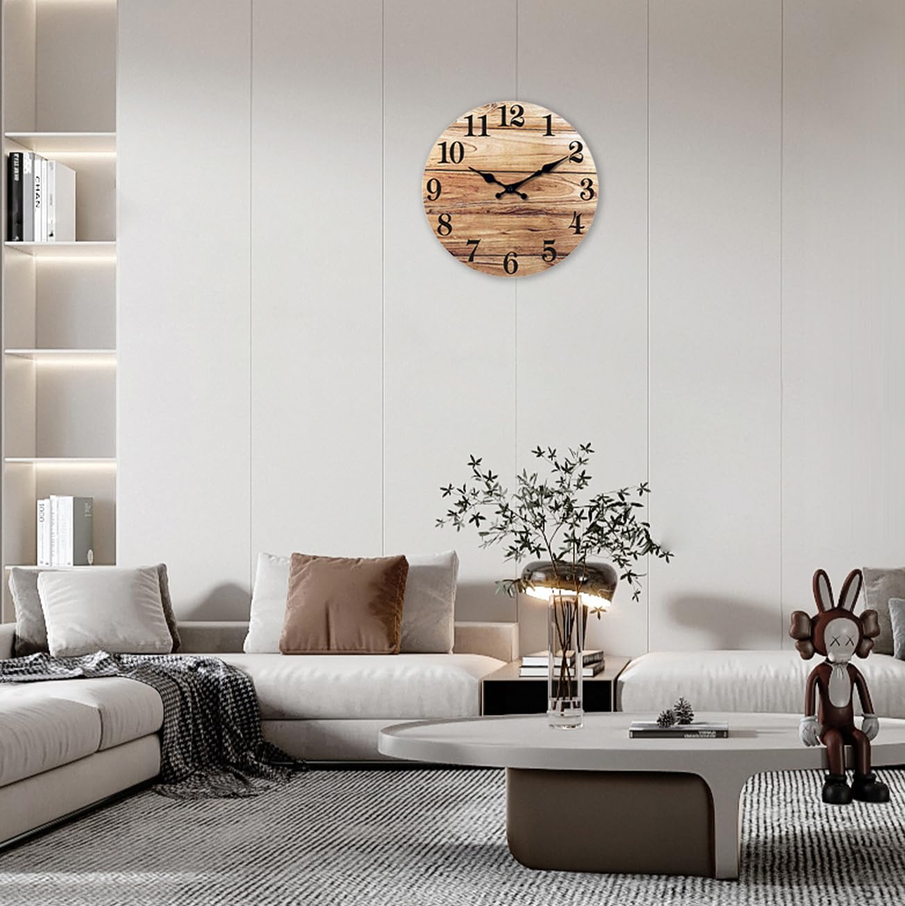 20 Inch Brown Wood Silent Wall Clock Battery Operated | Farmhouse Big Large Rustic Decorative Wall Clock for Living Room Bedroom Office Bathroom Kitchen Silent Non-Ticking