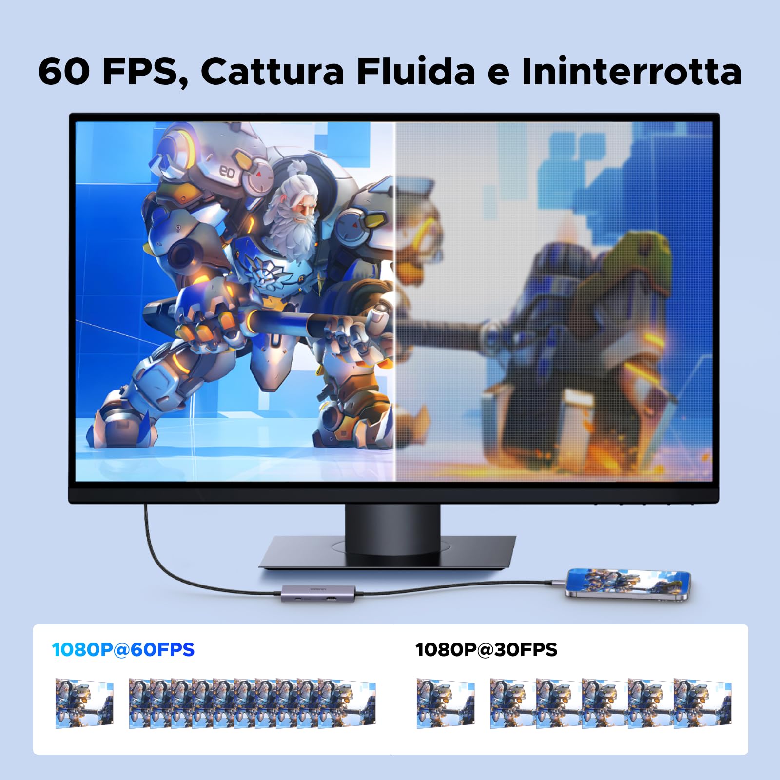 UGREEN Scheda Acquisizione Video USB C 4K 30Hz con ingresso USB-C a A 3.1 2K 60Hz registrazione in streaming capture card HDMI loop-through compatibile con Switch PS5 4 Xbox MacBook iPad Air Quest 3