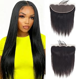 13x4 Straight Lace Frontal Closure Human Hair 12Inch Straight Ear to Ear HD Transparent Lace Frontal Only Unprocessed Brazilian Virgin Human Hair Closure Pre Plucked with Baby Hair