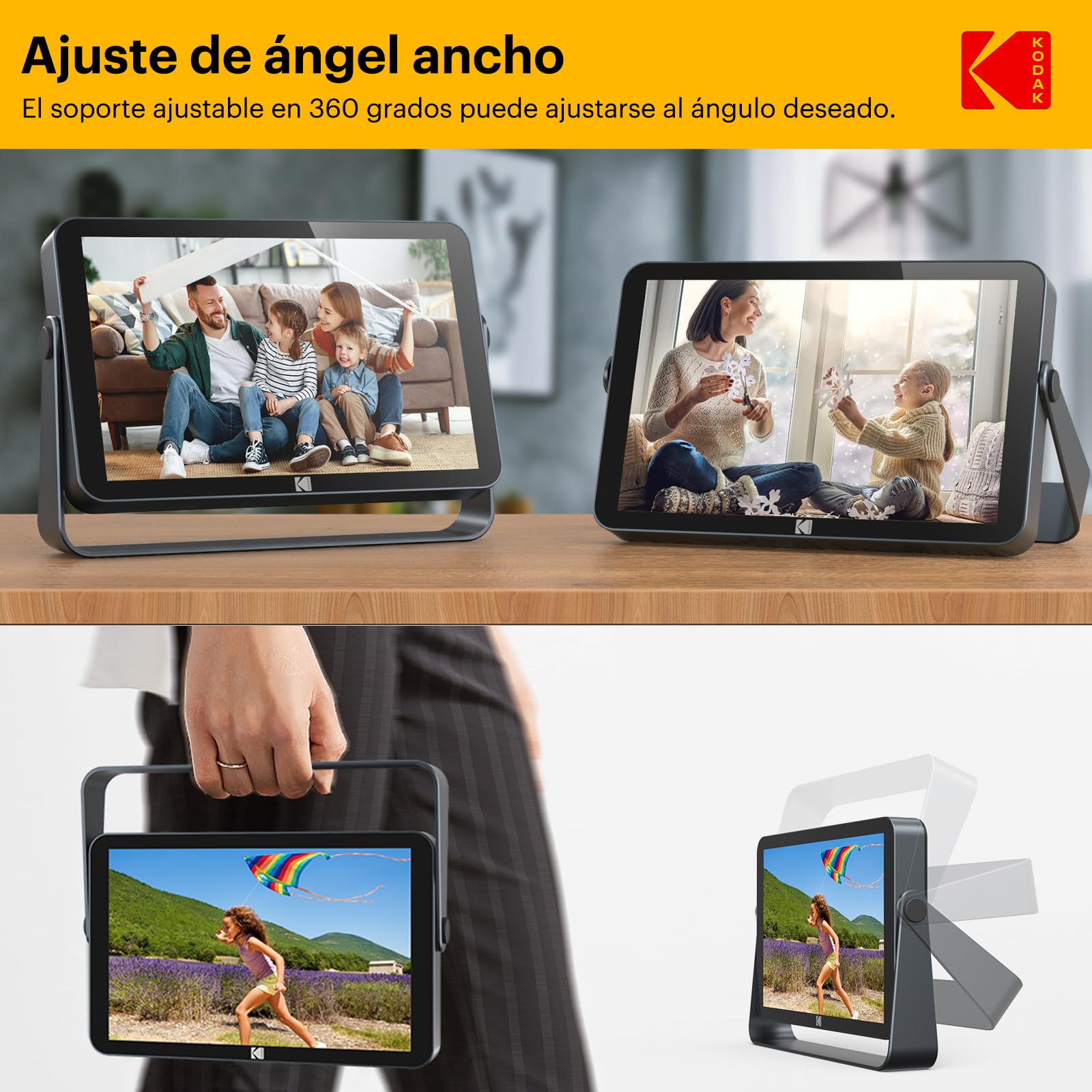 KODAK Marco De Fotos Digital WiFi De 10,1 Pulgadas, Batería De 4000mAh, 1920x1200 G+G IPS, Pantalla Táctil Inteligente, Marco De Fotos Digital Inteligente, Memoria Integrada De 32GB, Rotación