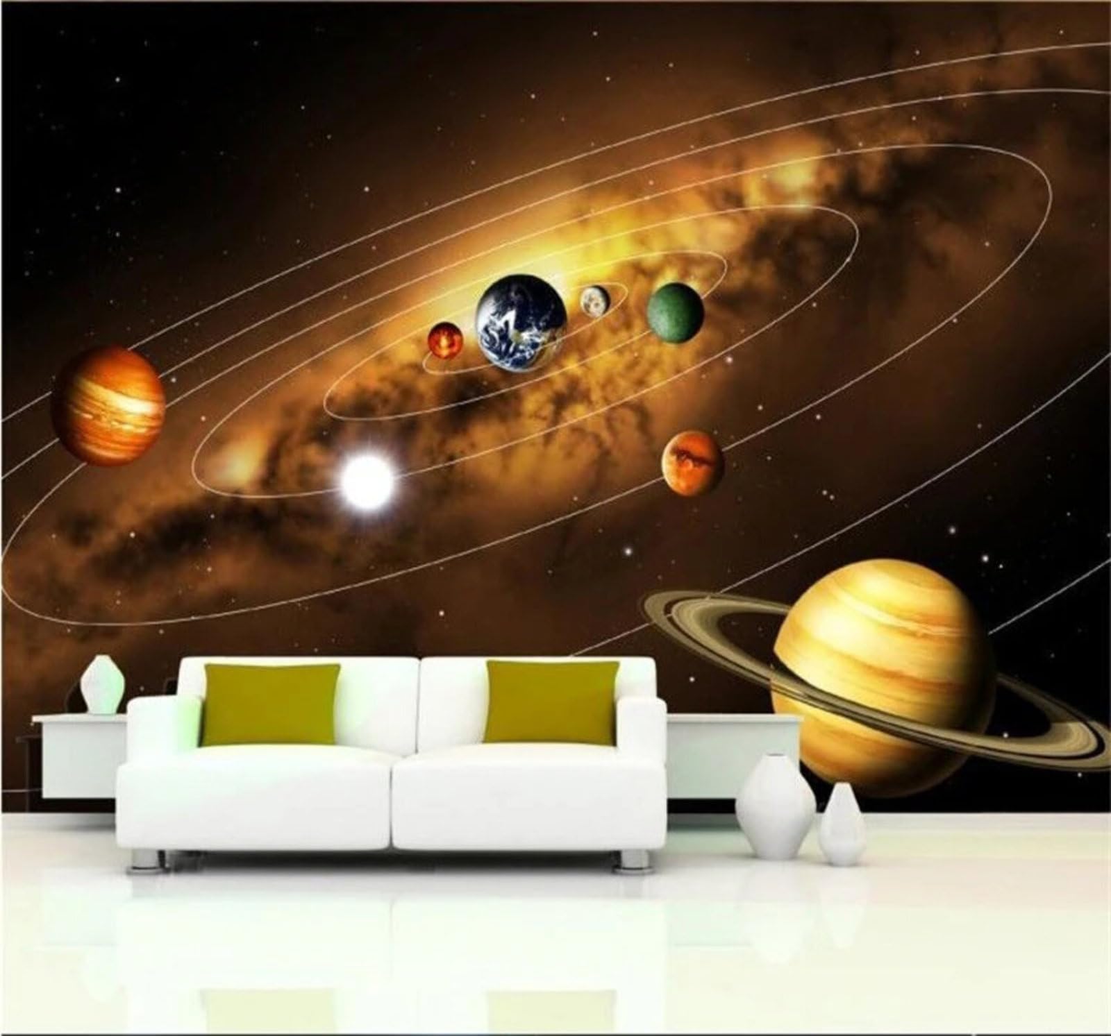 Xlming 350Cm×256Cm(B×H) Minimalist Three Dimensional Planet Universe Space 3D Wallpaper Luxury Silk Study Dining Feature Sofa Grey Bedroom Living Room Tv Decorative Wall-350Cm×256Cm