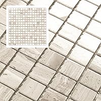 Vista 11 de Midcard 6 hojas de azulejos cuadrados de mosaico de mármol verde esmeralda y blanco Carrara para salpicadero, azulejos pulidos para suelo y pared