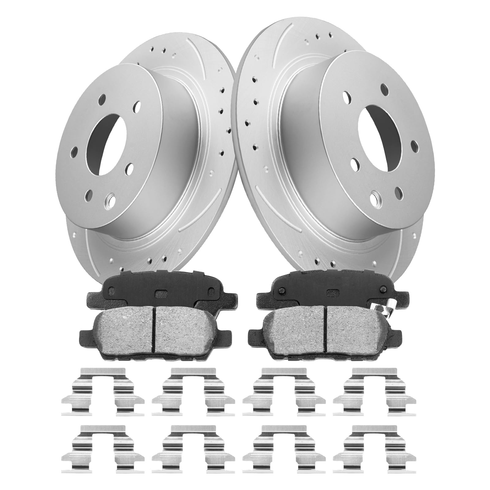 rear brake pads and rotors kit for altima [ 2002-2023 ], geomet coated brake kit, drilled and slotted brake rotors pads [ 11.5in ], automotive replacement brake kits 31312 d1288