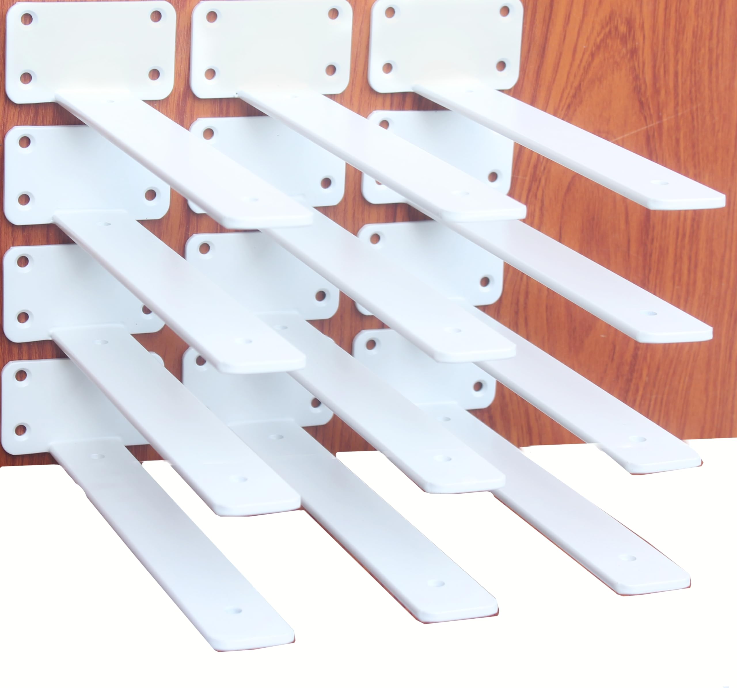 Photo 1 of 12 Pack - 12 inch White Hidden L Shelf Bracket (1/5 Inch Thicked) Iron Floating Shelf Brackets Rustic Industrial Metal Brackets for Shelf Support