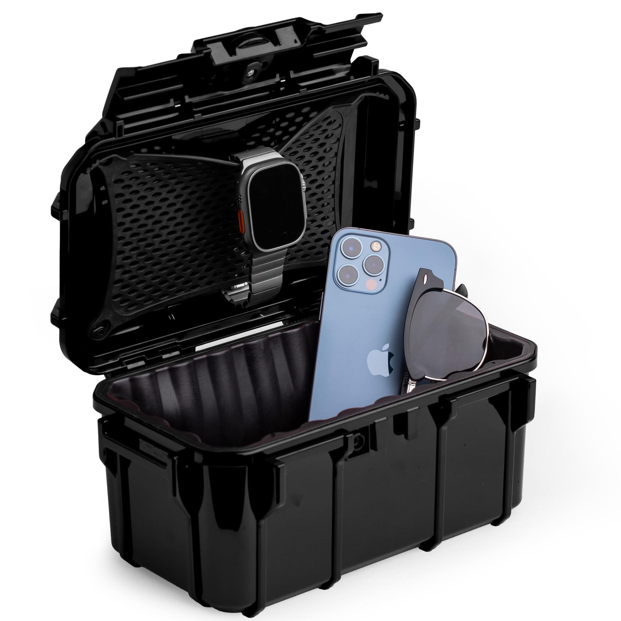 Evergreen 58 Waterproof Dry Box Protective Case - Travel Safe/Mil Spec/USA Made - for Cameras, Lenses, Phones, Pistols, First Aid, Boating, Water Sports, Tacklebox, Ammo Can, Deck Boxes (Black)