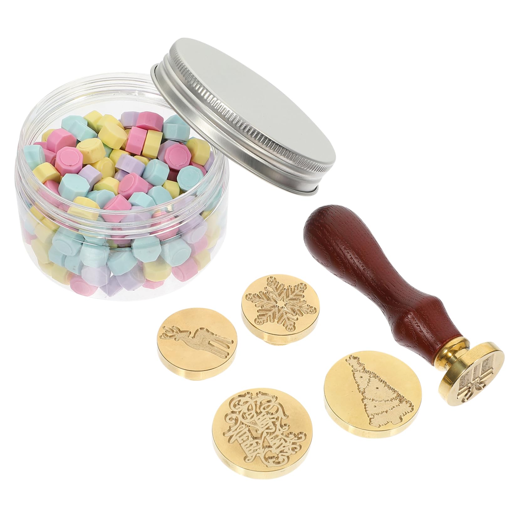 Tofficu 5sets Timbri Per Ceralacca Design Natalizio Retro Decorazioni e Scrapbooking Include Chicchi Ceralacca e Removibili