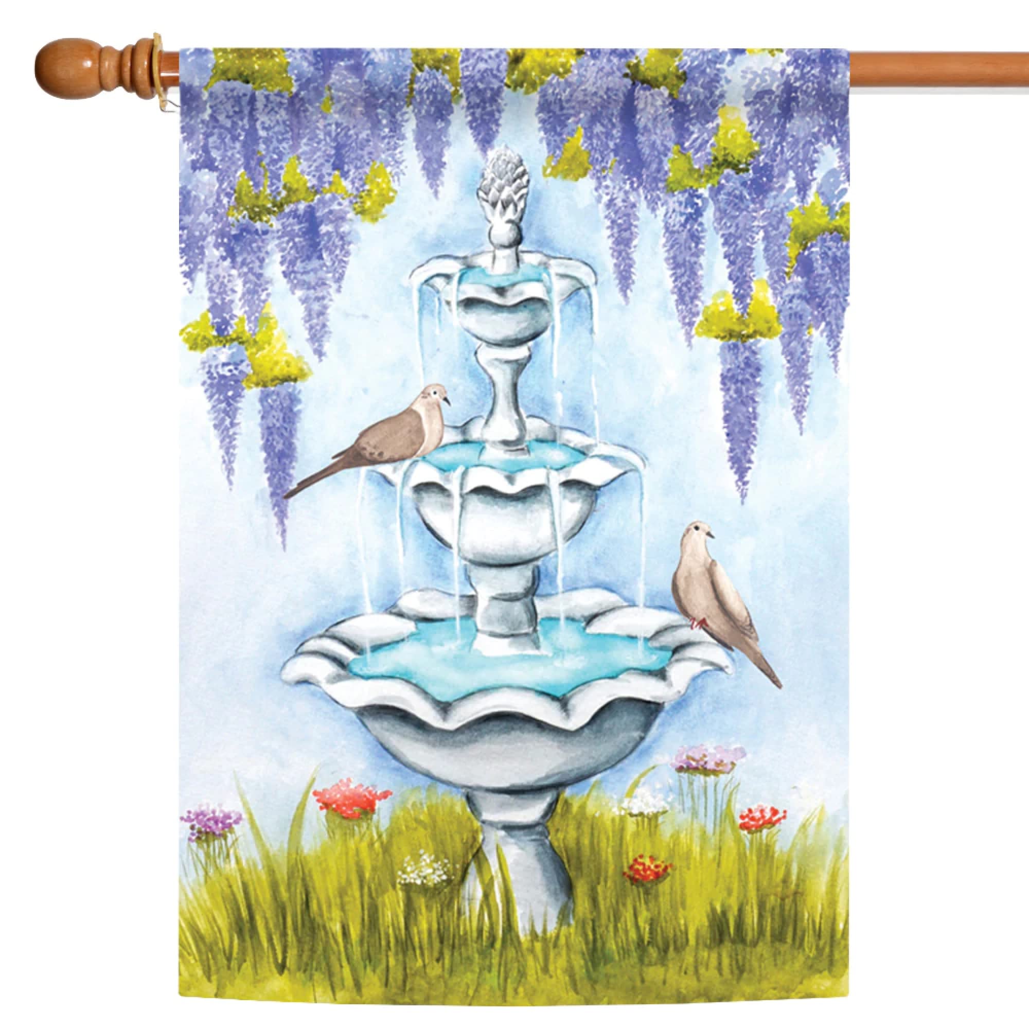 Drapeau House Toland Maison Jardin Bain d'Oiseaux pour Extérieur 71x101 cm