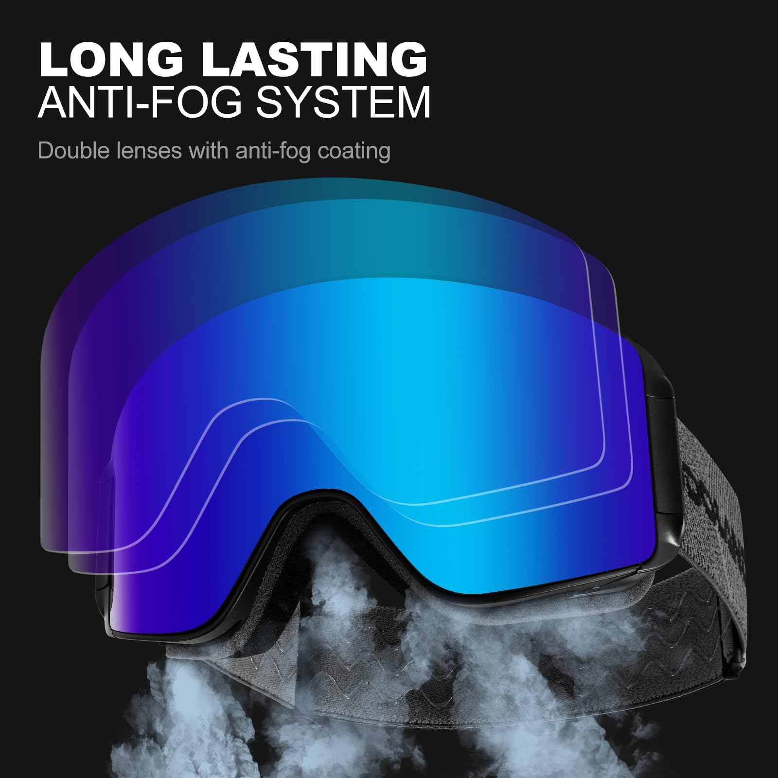 Odoland Kit di Maschera da sci con Lente Rimovibile, Lenti Intercambiabili Magnetico Senza Cornice, Occhiali da Sci Anti-nebbia con Protezione UV400, per Uomini e Donne, Compatibile con Casco