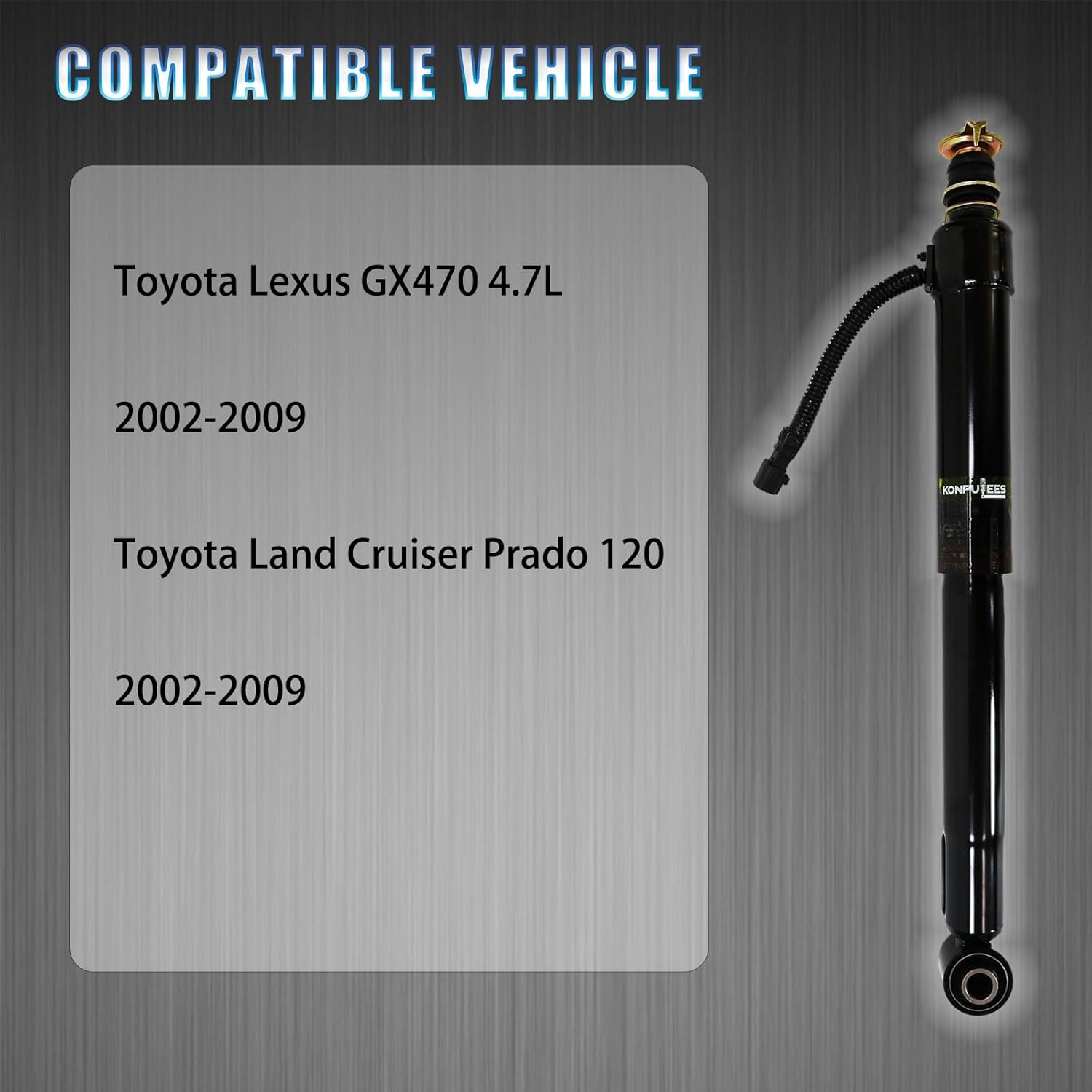 48530-69485 2PCS Rear Air Shock Absorbers Strut with Sensor .Compatible with Lexus GX470 4.7L 2003-2009 Toyota Land Cruiser Prado 120 2002-2009.Replacement OE for 48530-69185, 48530-69205