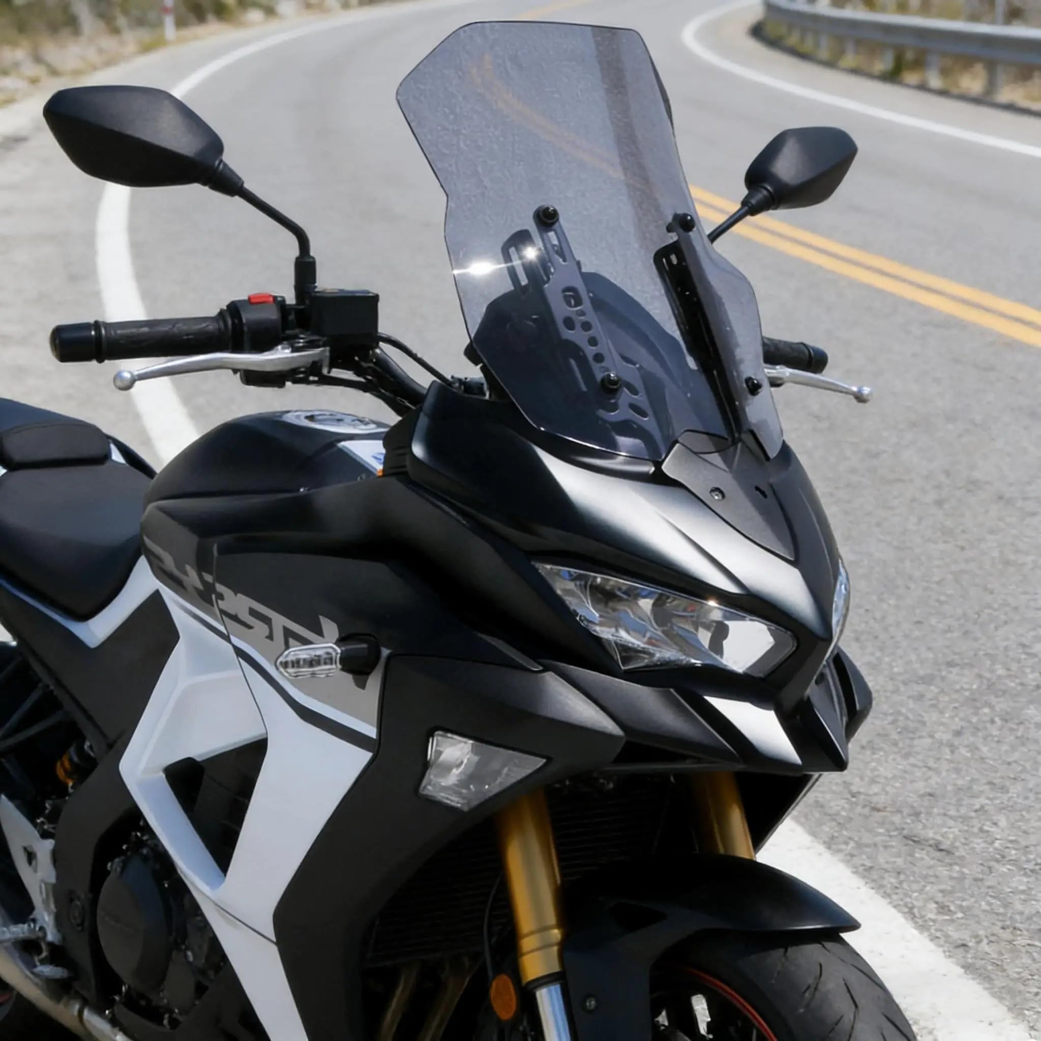 Szybka szyba motocyklowa Pasuje do KAWASAKI VERSYS 1000 SE | Podwyższony deflektor przedniej szyby motocykla(Transparent gray)
