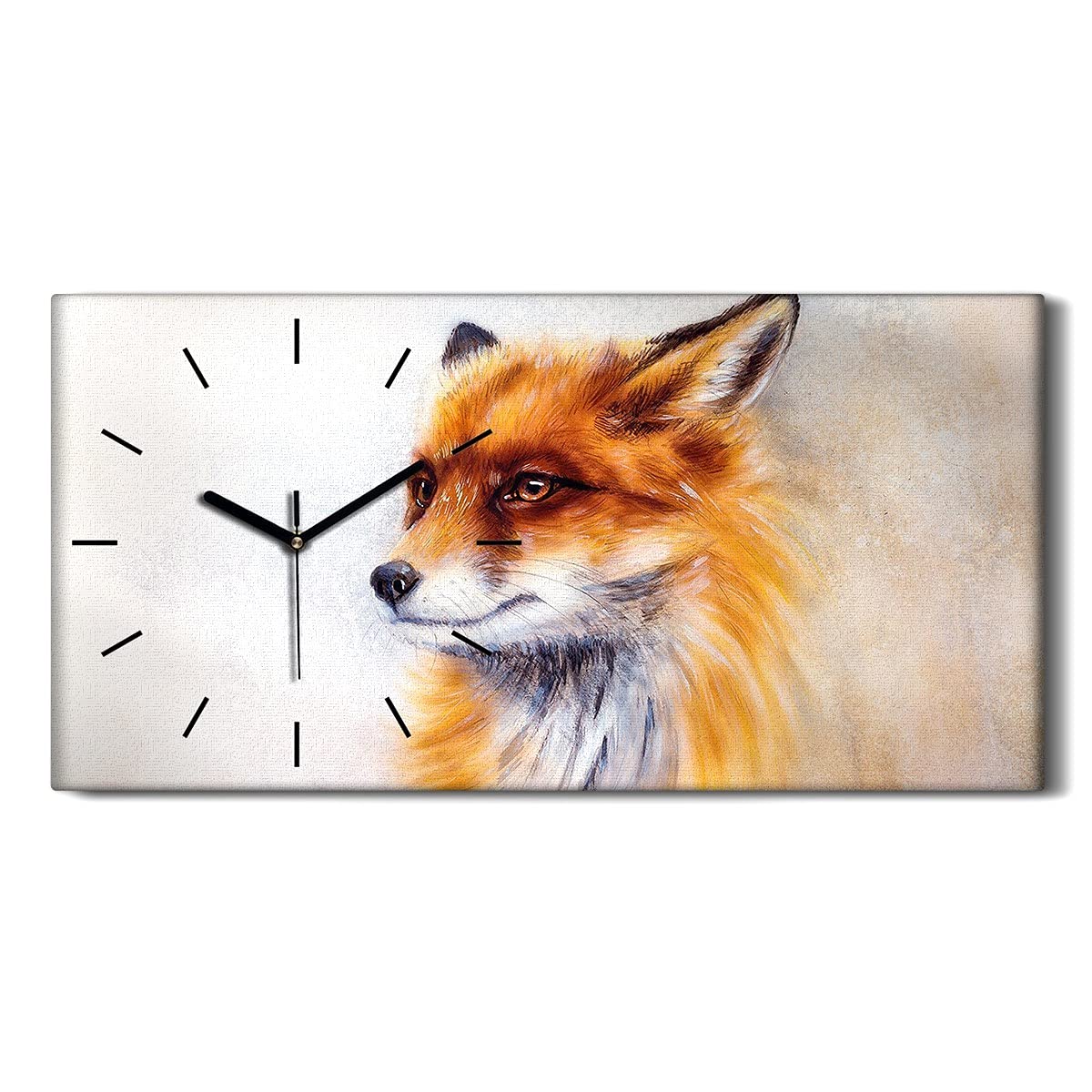 Horloge sur Toile Renard Muette pour Dormir sans Bruit - Décoration Murale Salon et Chambre