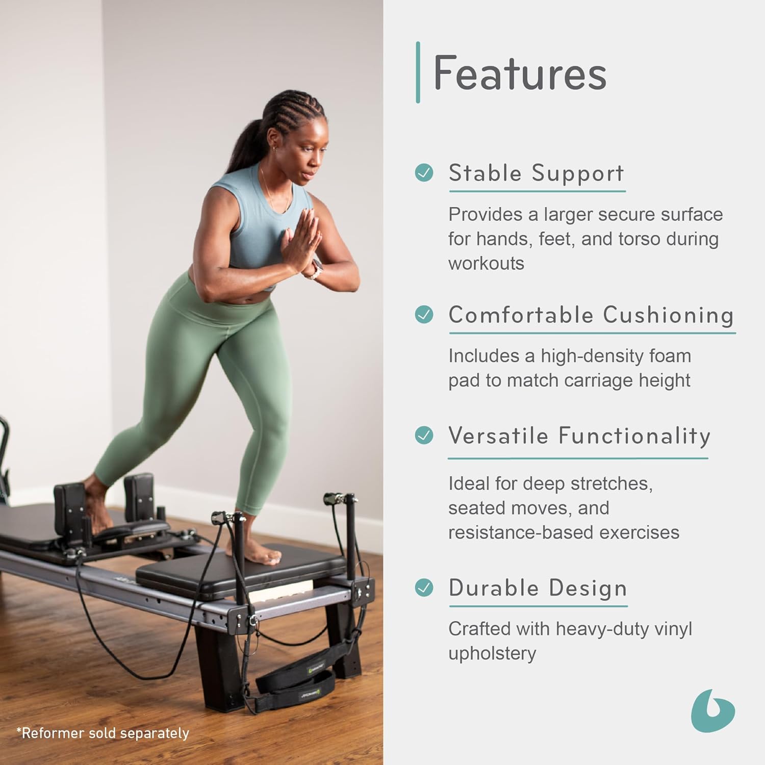 Balanced Body Allegro Nextgen Extended Head End Platform, Pilates Machine Accessory for Stretching