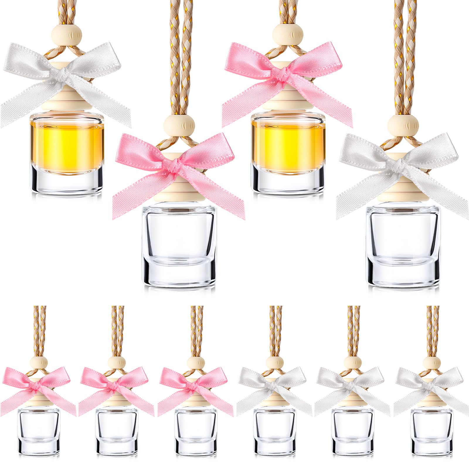 Reallnaive 10 Pcs Pink White Bow Car Diffuser Bottles Bulk