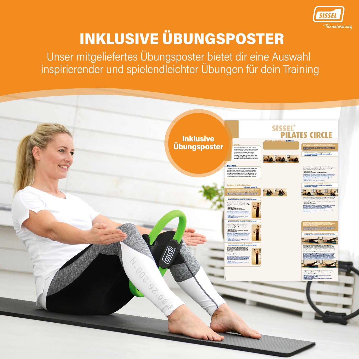 Sissel Pilates Circle | Geeignet für Ganzkörpertraining | Trainingsgerät | Pilates Ring für Core Training Zuhause | Stärkt Core und Stabilität | rutschfeste Griffe | Direkt startklar | Pilatesring