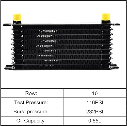 Miniatura 3 de EVIL ENERGY 10 Row Oil Cooler Kit, 10AN Transmission Engine Cooler Japanese Radiator Universal Aluminium Black