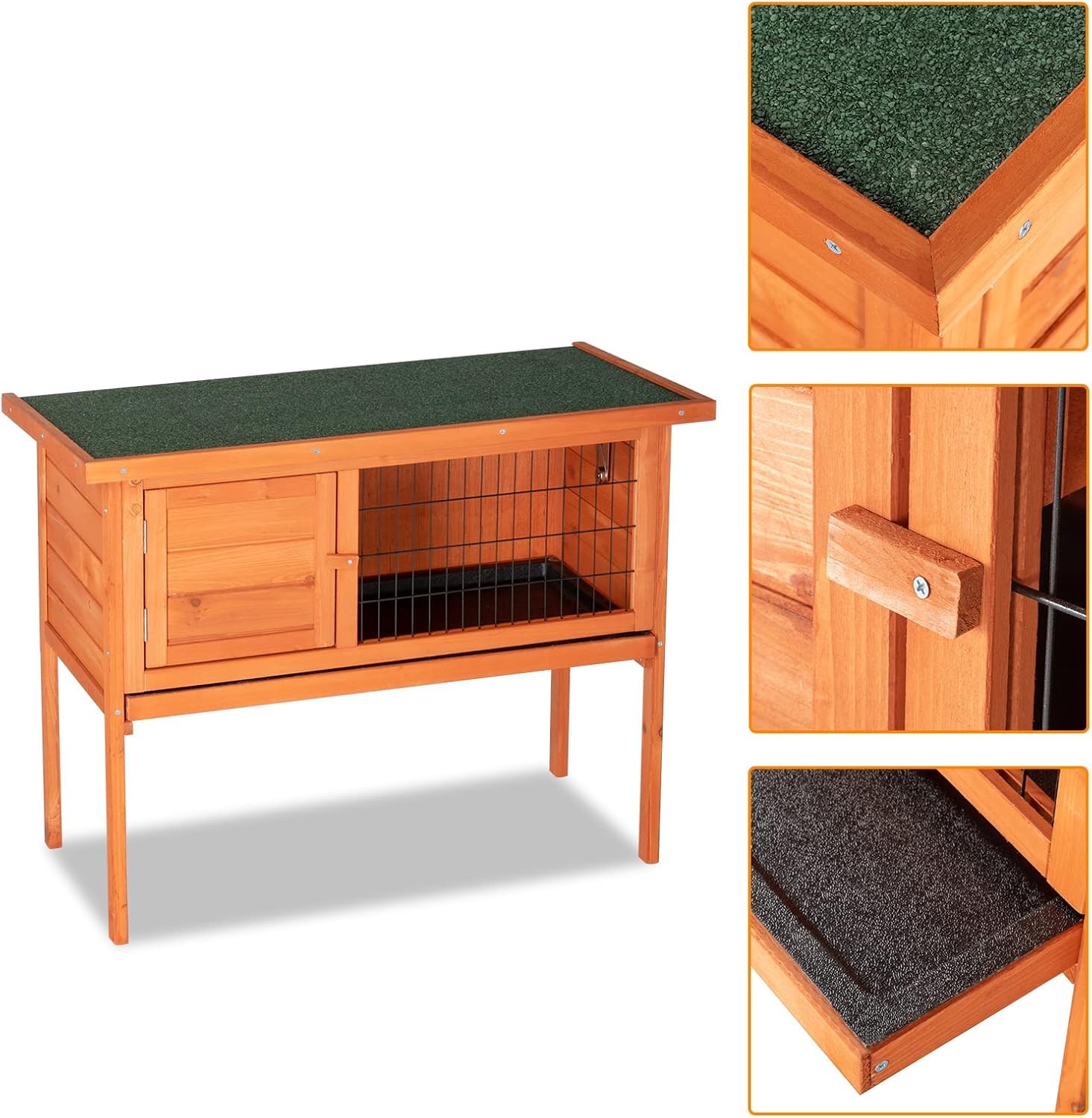 Kaninchenstall, hasenstall draußen Winterfest, 86 x 45 x 70 cm | ideal für draußen, Es gibt ausreichend Platz für Kleintiere: Wildkaninchen, Hauskaninchen und Meerschweinchen