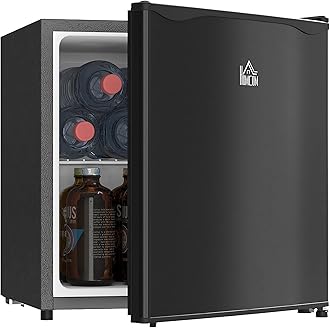 HOMCOM Mini Freezer Countertop, 1.1 Cu.Ft Compact Upright Freezer with Removable Shelves, Reversible Door for Home, Dorm, Apartment and Office, Black