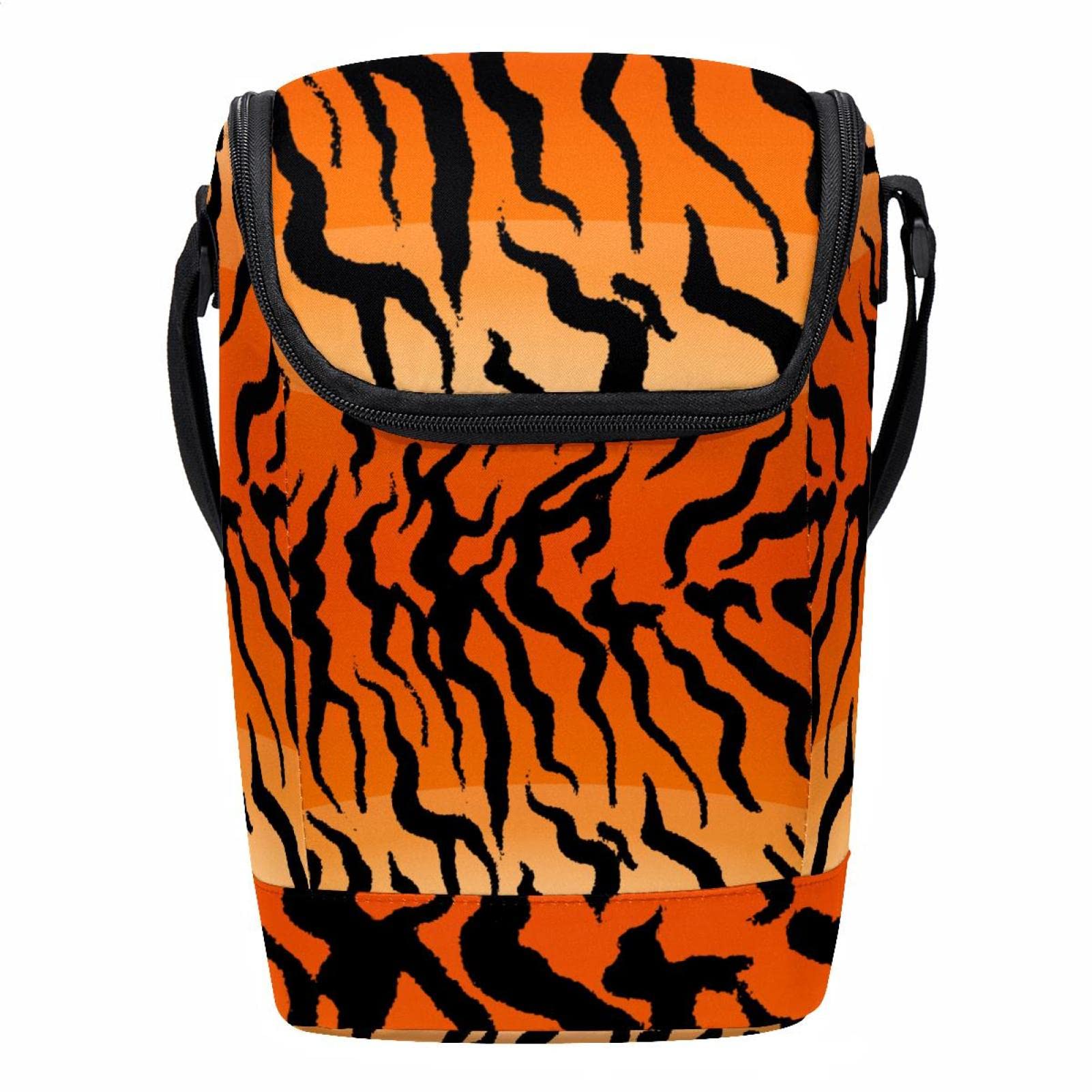 Bolsa de almuerzo con rayas de tigre para llevar la comida a la oficina o un picnic