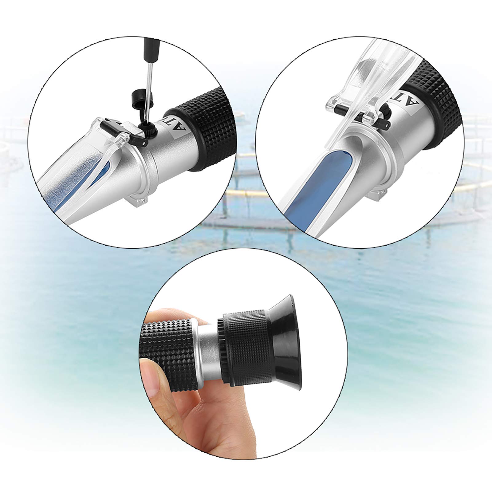 Refractómetro Salinómetro, Medidor de Salinidad de Agua de Mar Acuario Óptica Refractómetros Temperatura ATC Digital 0-10% Acuario Agua de Mar Piscina Tanque Salmuera Marine Fishkeeping Hidrómetro Her