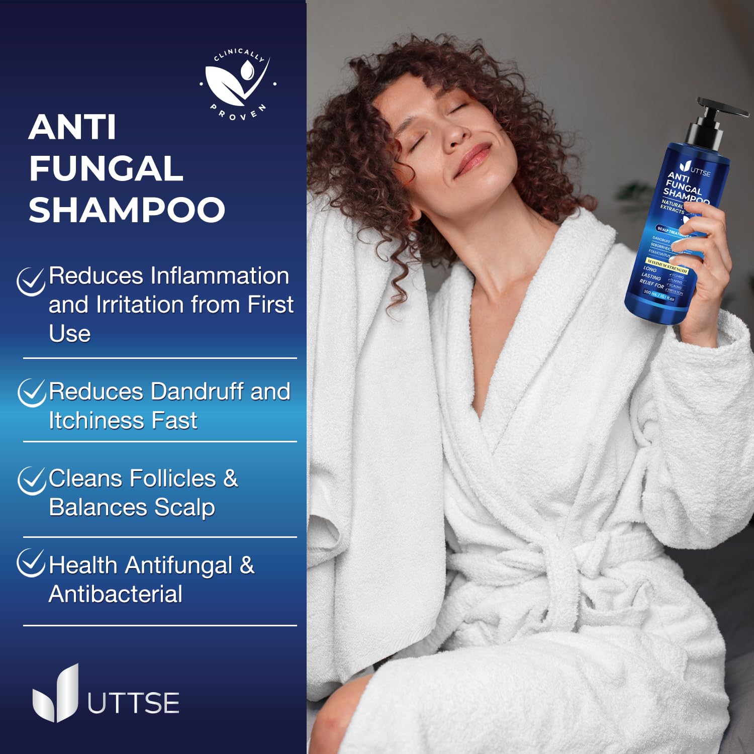 Uttse Anti-Fungal Shampoo for Scalp Psoriasis: Dandruff Shampoo for Folliculitis and Seborrheic Dermatitis - Relieves Itchy & Dry Scalp - 300 mL / 10.1 fl.oz - Image 4