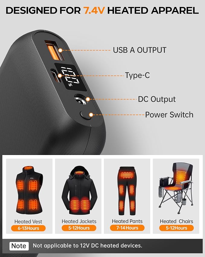 Batería para chaleco térmico 7.4V 16000mAh Muvenes miniatura 2