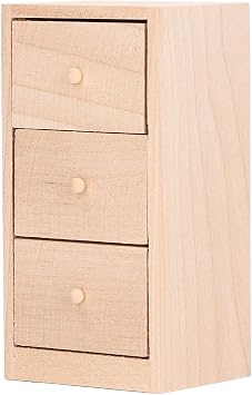 Mini Dollhouse Drawers, 112 Miniature Drawer Cabinet, 3 Layer Drawers Birch Wood Storage Cabinet Model, Wooden Doll House Furniture Decor Accessories for Bedroom, Living Room