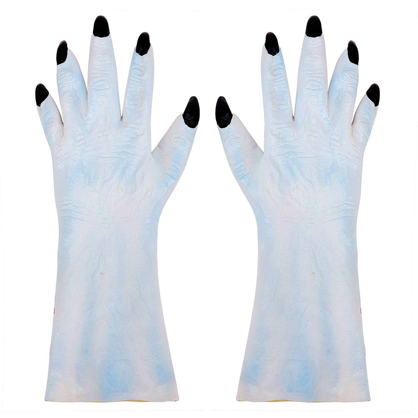 IPENNY 1 Pair Creepy Skeleton Gloves Laxte Skull Gothic Grim Reaper Gloves Hairy Werewolf Halloween Costume Gloves Party Cosplay Monster Dress up Role Play Devil Witch Gloves