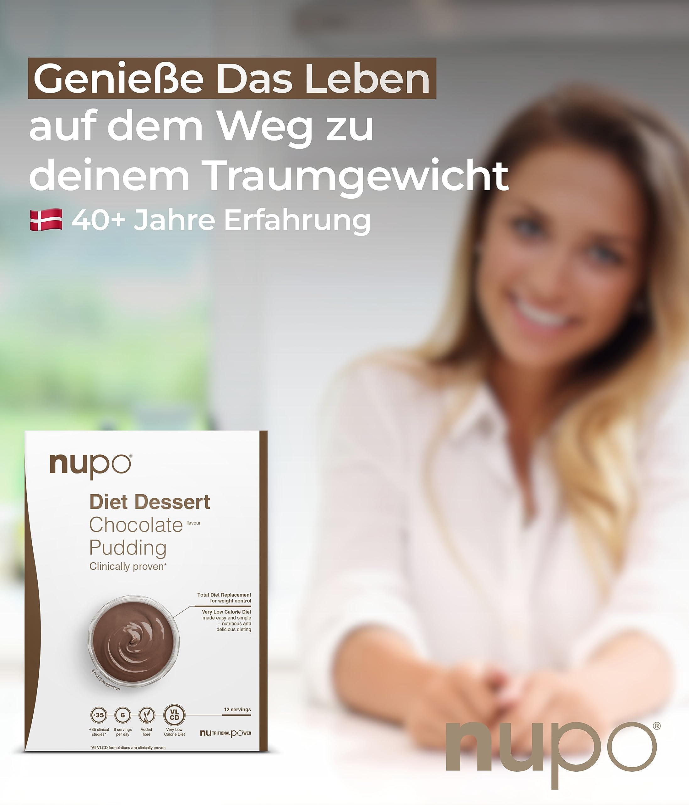 NUPO Diet Meal Budino al Cioccolato - Pasto dietetico premium per la gestione del peso I Pasto sostitutivo completo per il controllo del peso I 12 porzioni I Senza glutine, senza OGM
