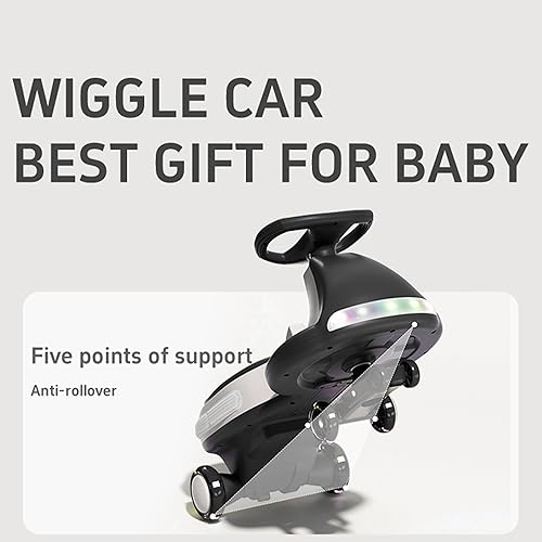 Miniatura 2 de Bluefun Kids Electric Wiggle Car with Pedal, 12V Rechargeable Battery 2-in-1 Ride-On Toy with 2 Motors, Anti-Rollover Design, 360 Degree PU Flashing