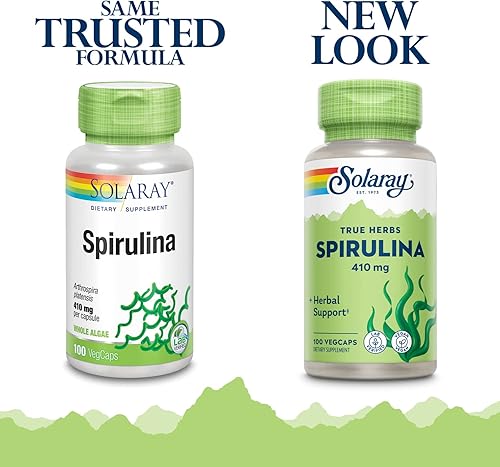 Miniatura 3 de SOLARAY Spirulina 410mg | Superalimento de algas apoya energía, vitalidad y salud general | 100 unidades, 100 Serv.