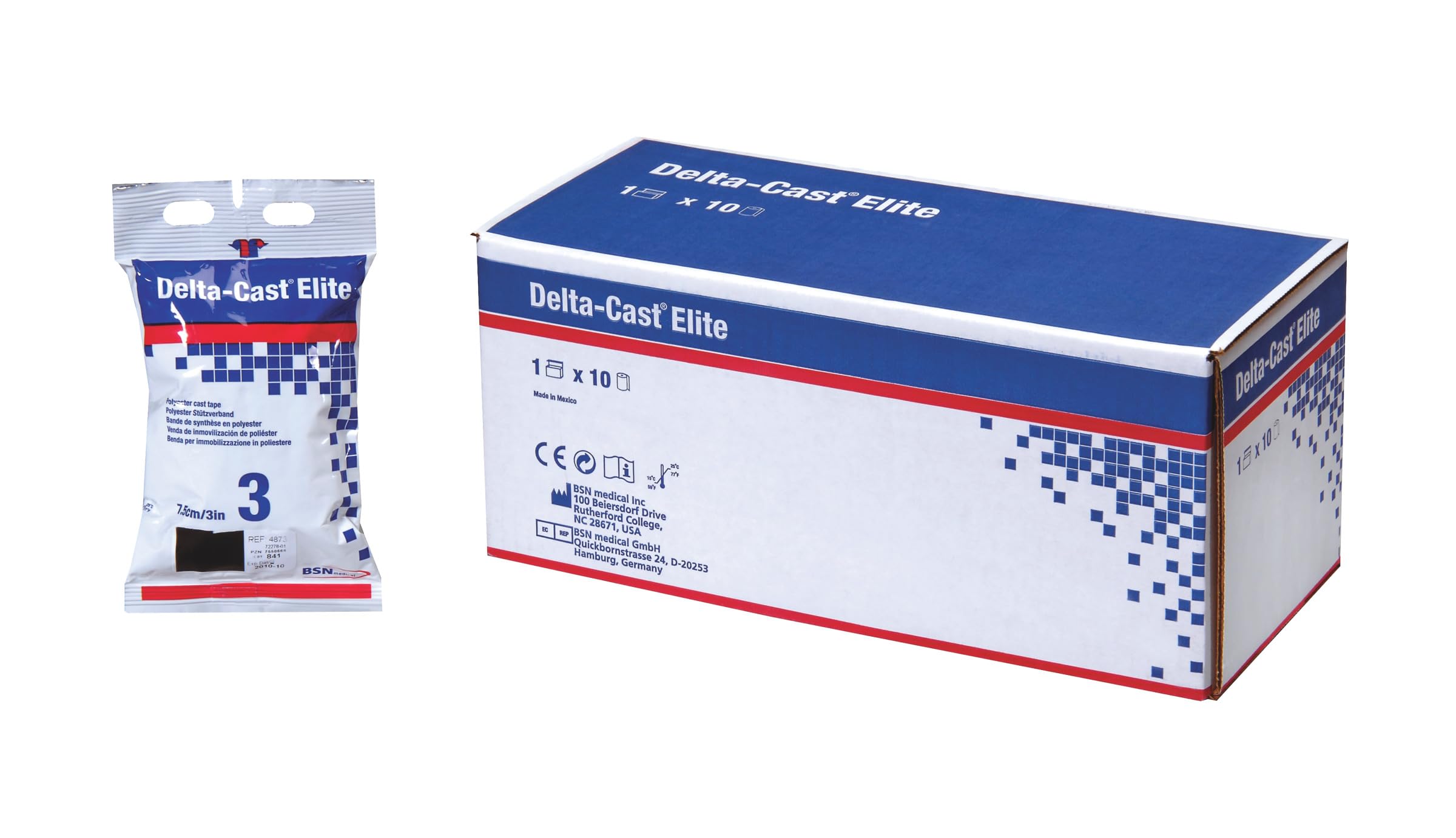 BSN Medical 72279-02 Delta-Cast Elite - Cinta adhesiva de fibra de vidrio, color blanco, 10 cm x 3,6 m, 10 unidades