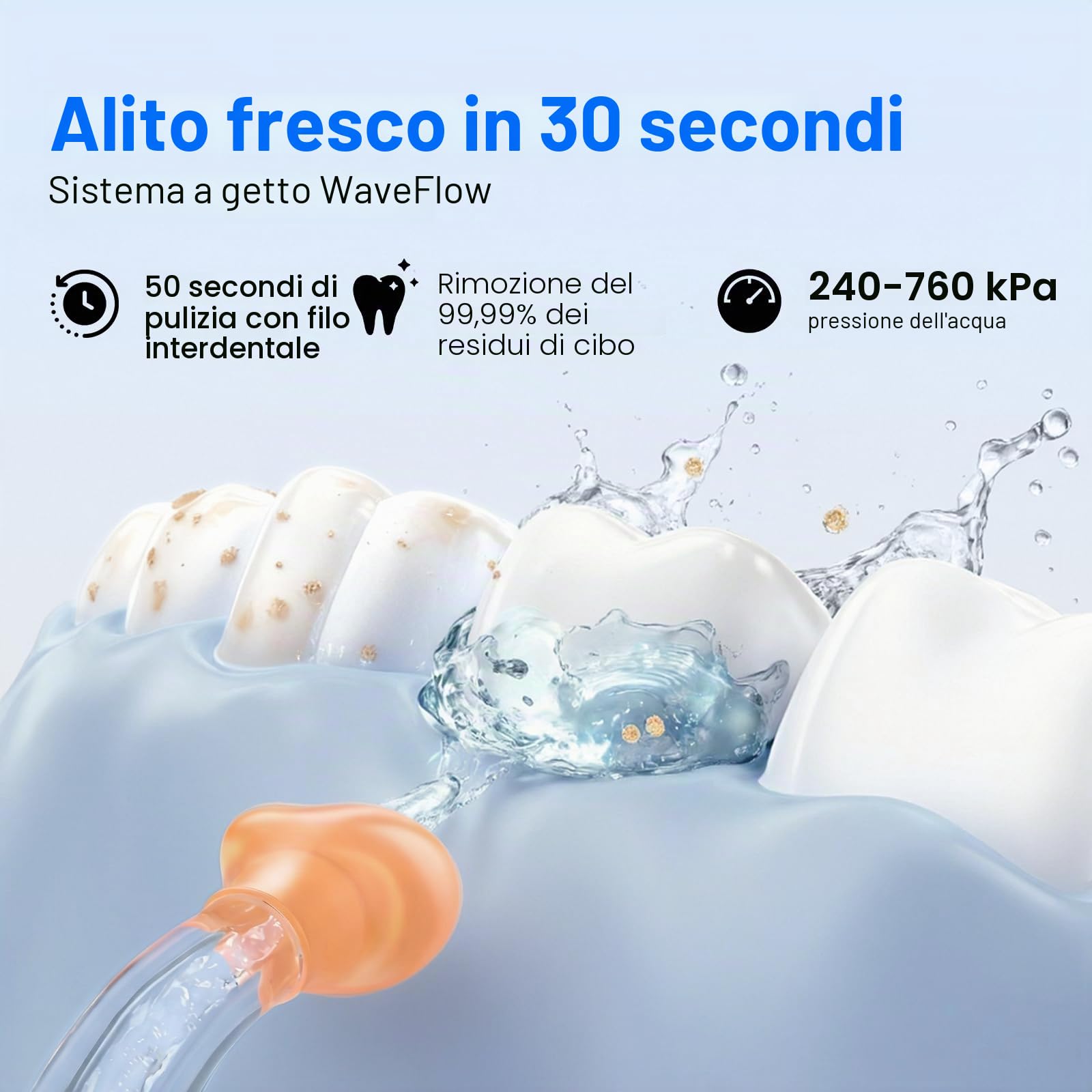 usmile C10 Idropulsore Dentale Portatile - 95 Giorni Durata Della Batteria, 4 Modalità Pulizia, Serbatoio da 180 ml, Impermeabile IPX7, Ideale per Viaggi, Parentesi Graffe, Impianti e Gengive