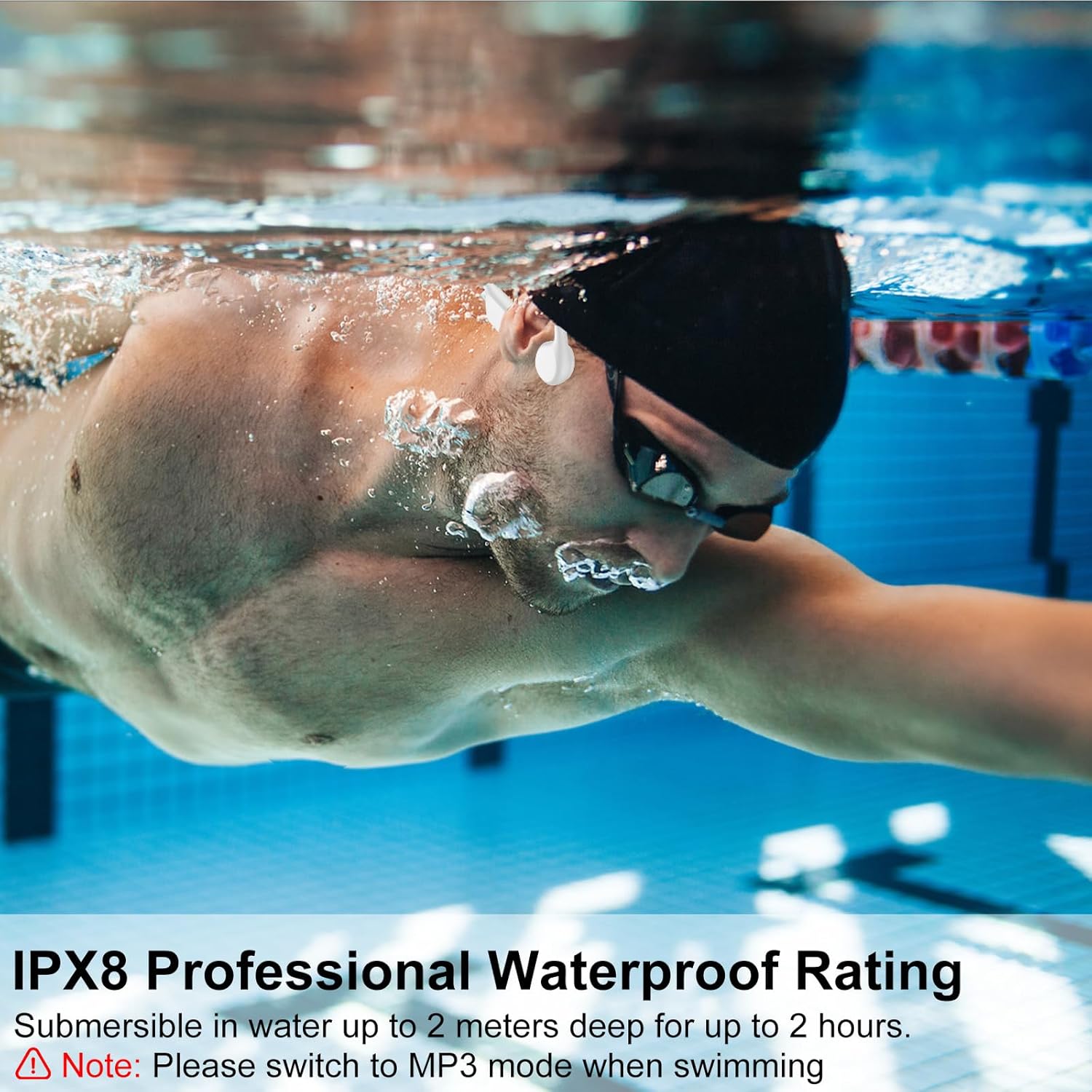 Swimming Bone Conduction Headphones, IPX8 Open Ear Headphones Bluetooth 5.4 Waterproof Earbuds with 32GB MP3 7H Playtimes, Underwater Headphones for Marathon、Swimming、Running��Cycling - Image 2