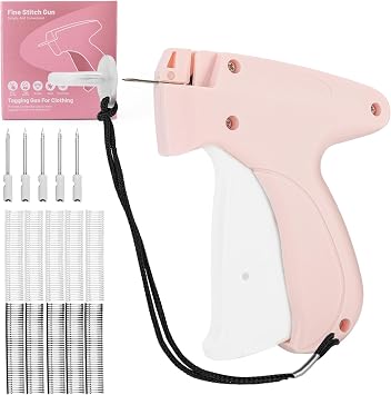 Clothing Label Gun,Standard Retail Price Tag Labeling Gun Kit,Having 5 Needles, 1000 Micro Fasteners,Suitable for Store,Warehouse,Consignment,Yard Sale,etc.Pink-1