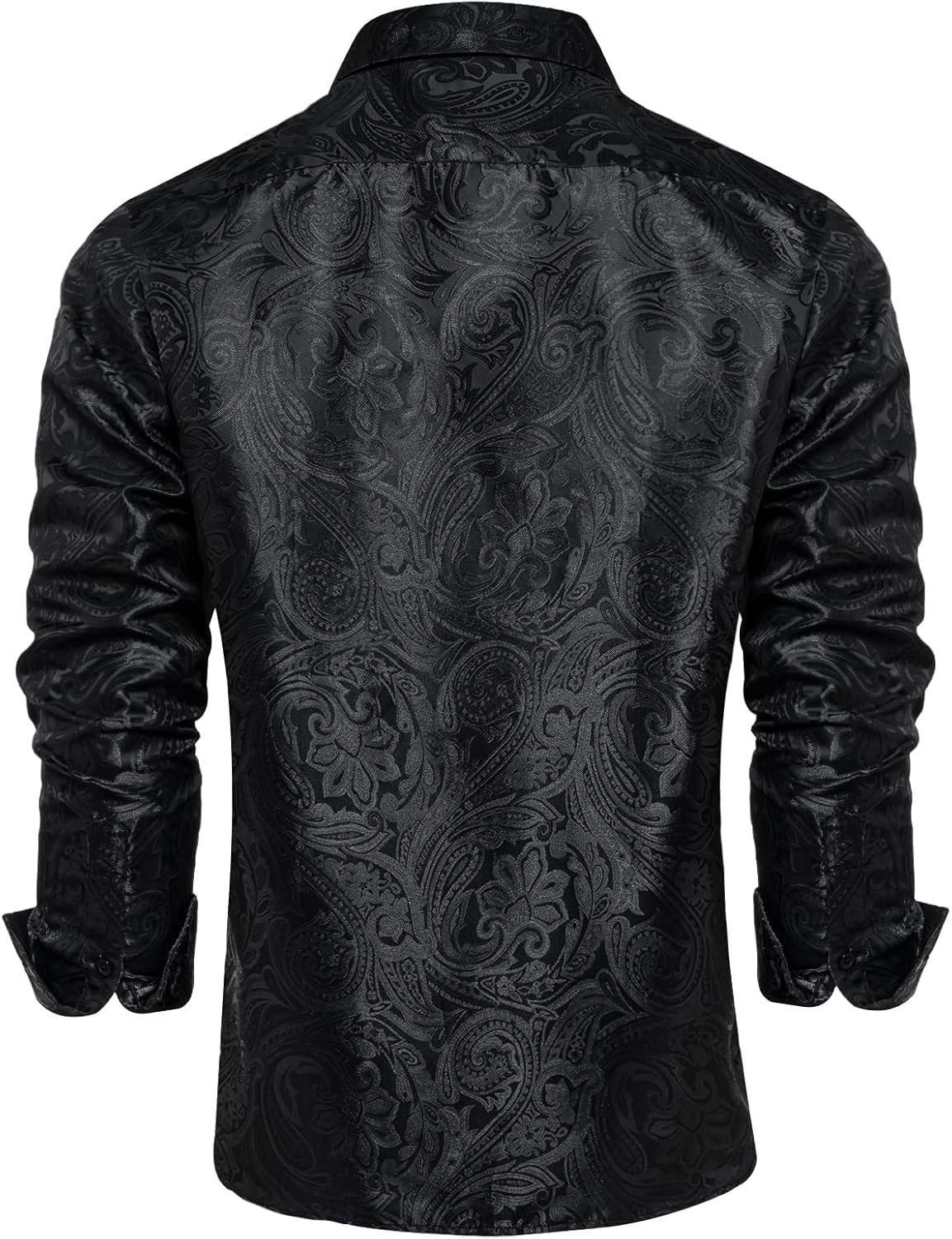 DiBanGu Silk Paisley Dress Shirts for Men Long Sleeve Button Down Shirt Casual Regular Fit Mens Shirts Wedding Party