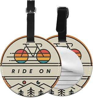 Luggage Tag Cycling Cycle Street Bike Lover, Pu Leather Bag Travel Suitcases Id Identifier Baggage Label for Women Men Boys Girls