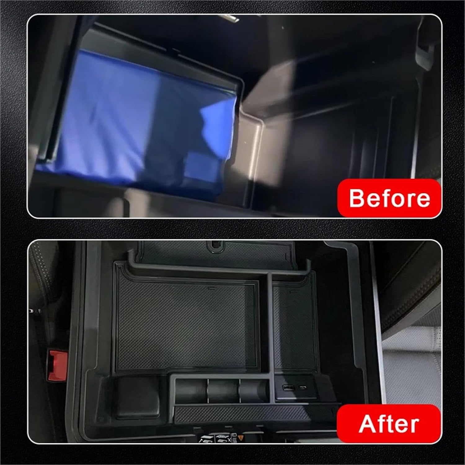 Car Glove Box Organizer Fit for 22-24 GMC Sierra Armrest Box Storage Box Fit for Chevy Silverado Storage Box Compact(Red)