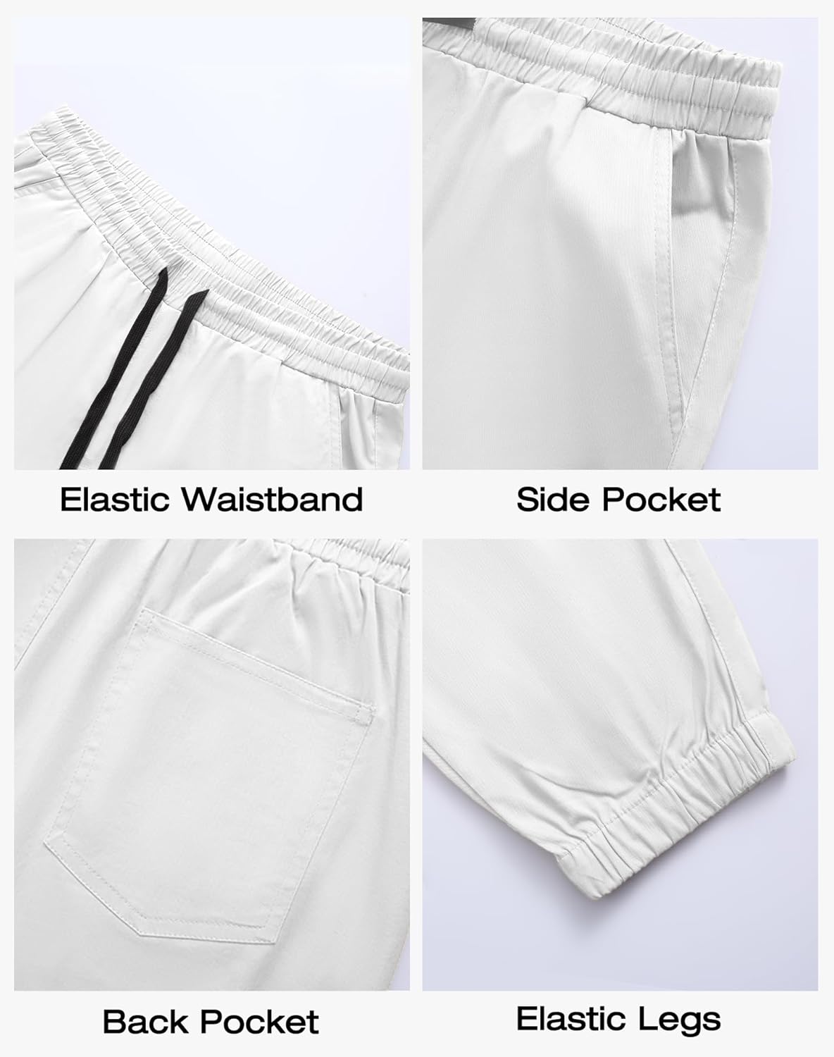 HOTake Men's Joggers Casual Lightweight Elastic Waist Drawstring Hiking Chino Pants Men - Image 5